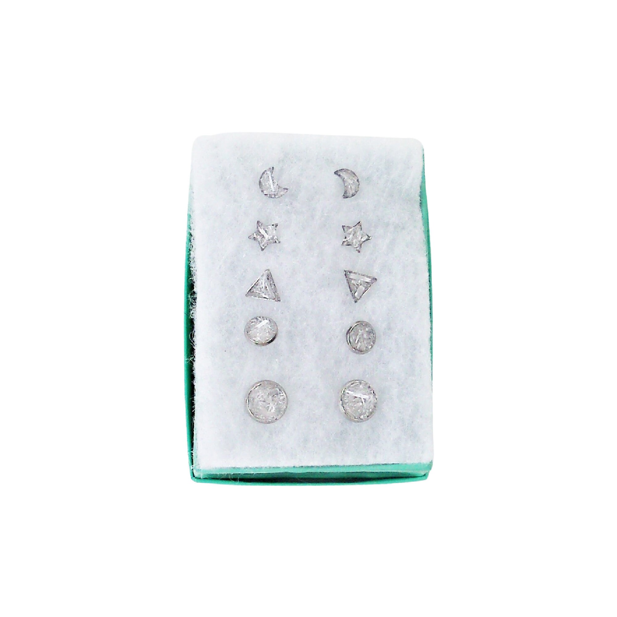 Earring Gift Set Crushed White Selenite Stone Stainless Steel Stud Five Pairs