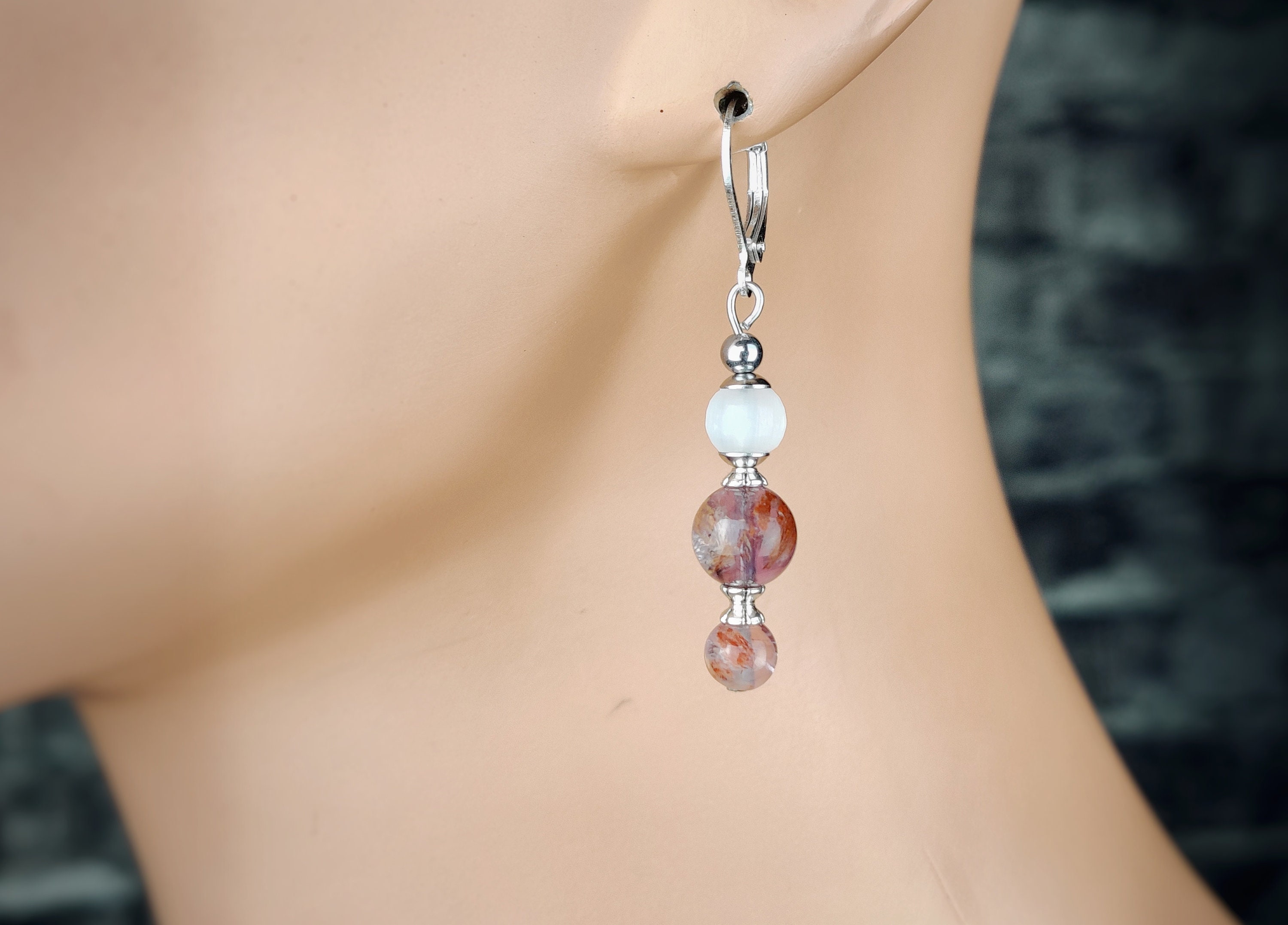 Genuine Aaa Selenite Auralite 23 Sterling Silver Earrings.. Selenite Auralite 23 Earrings.