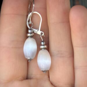 Genuine Aaa Selenite Sterling Silver Drop Earrings Genuine Aaa Selenite Sterling Silver Drop Earrings