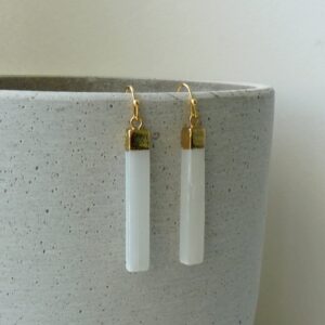 Selenite Gold Earrings, Natural Selenite Jewelry, Selenite Stick Earrings, Geometric Gemstone Earings, White Gold Earrings, Gift for Women Selenite Gold Earrings, Natural Selenite Jewelry, Selenite Stick Earrings, Geometric Gemstone Earings, White Gold Earrings, Gift for Women