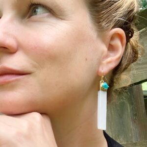 Long White Selenite Gold Plated Earrings With Gemstone Accents | Crystal Earrings | Dangle Earrings | Boho Earrings | Stone Earrings Long White Selenite Gold Plated Earrings With Gemstone Accents | Crystal Earrings | Dangle Earrings | Boho Earrings | Stone Earrings