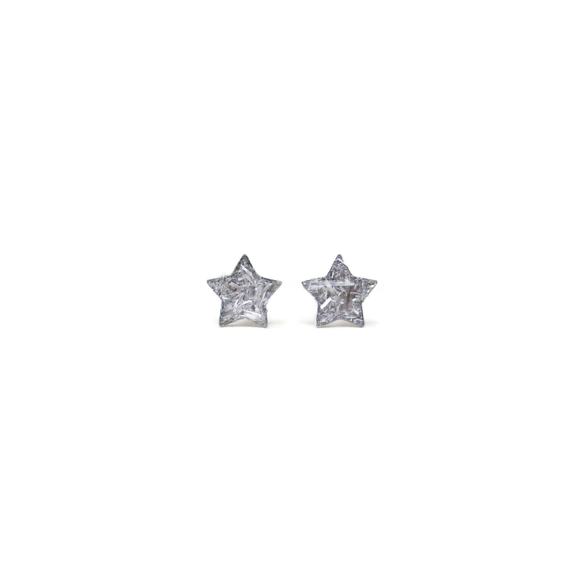 Stars Crushed Selenite Stone Stainless Steel Stud Earrings Gypsum