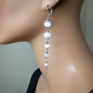 Selenite Sterling Silver Dangle Earrings, White Gemstone Drop