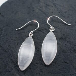 Vanilla Frost - Selenite Gemstone Drop Sterling Silver Earrings Vanilla Frost - Selenite Gemstone Drop Sterling Silver Earrings