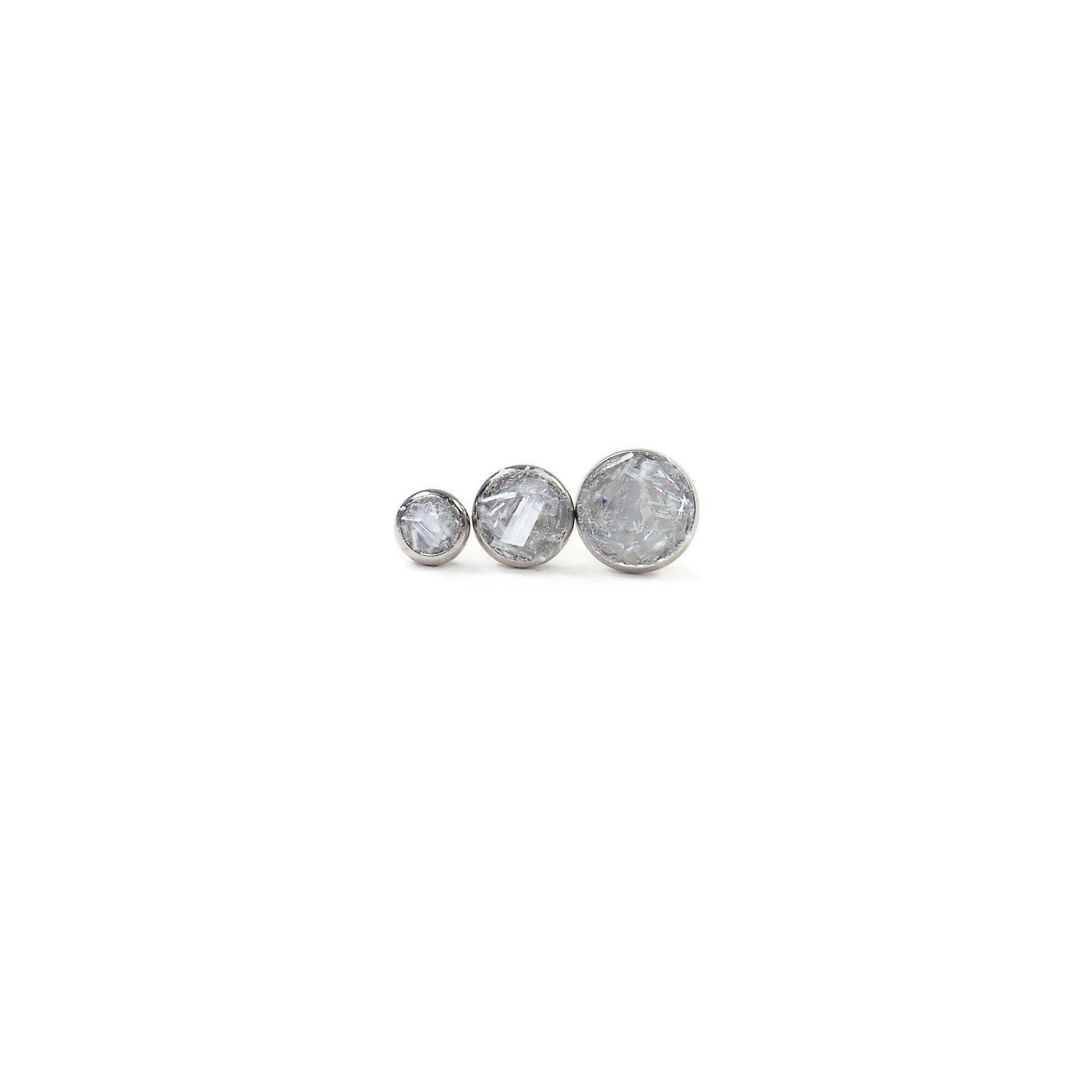 White Selenite Hypoallergenic Stainless Steel Stud Earrings Crushed Stone Gypsum