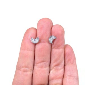 White Selenite Moon Crushed Stone Hypoallergenic Stainless Steel Stud Earrings Gypsum White Selenite Moon Crushed Stone Hypoallergenic Stainless Steel Stud Earrings Gypsum