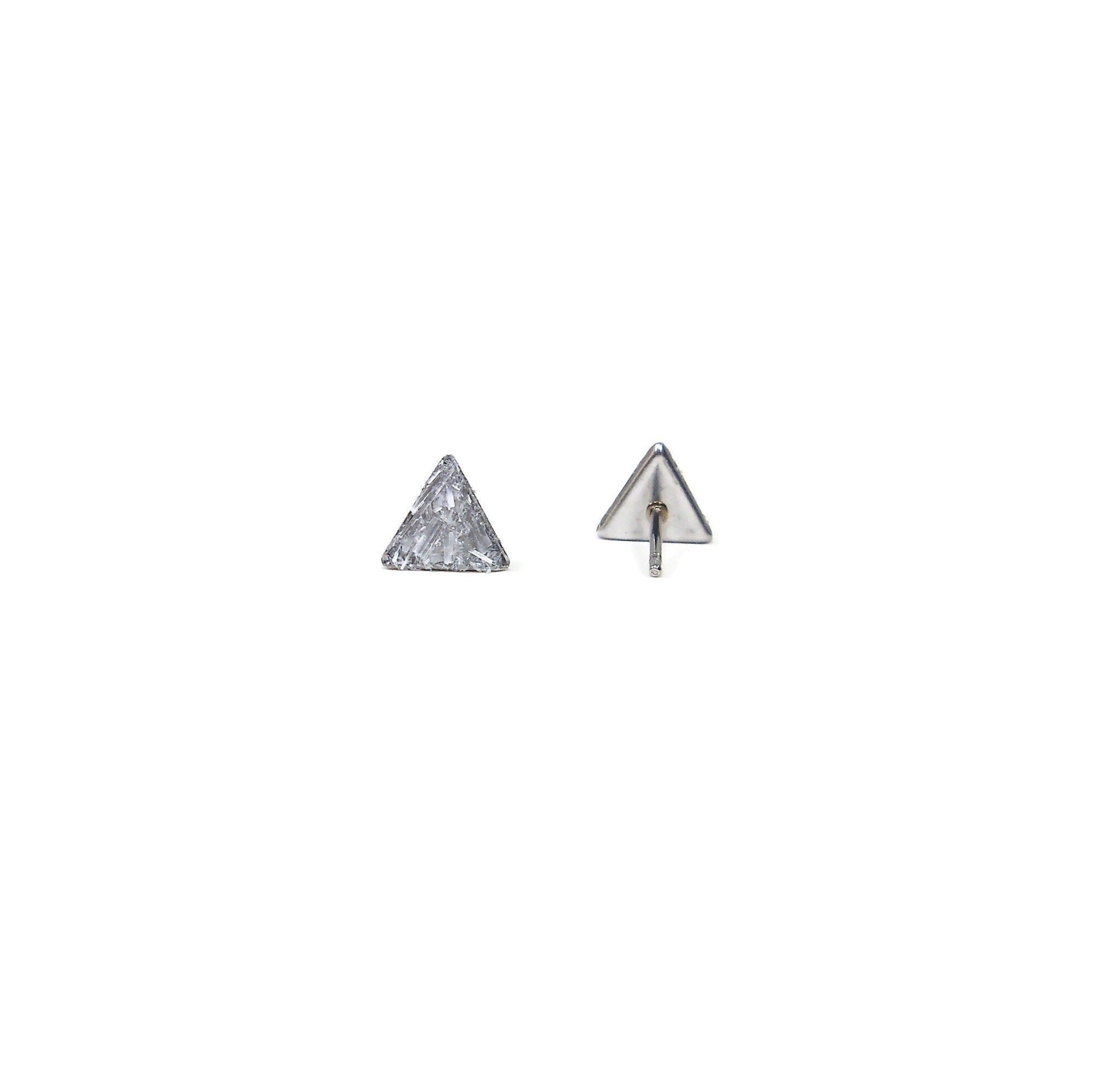 White Selenite Triangle Earrings Crushed Stone Hypoallergenic Stainless Steel Studs Gypsum White Selenite Triangle Earrings Crushed Stone Hypoallergenic Stainless Steel Studs Gypsum