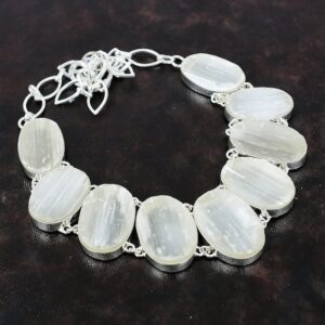 Selenite Druzy Necklace: Handmade 925 Sterling Silver, Adjustable Chain Selenite Druzy Necklace: Handmade 925 Sterling Silver, Adjustable Chain
