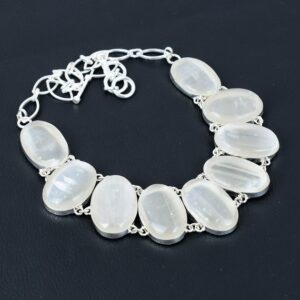 Selenite Necklace: Handmade 925 Sterling Silver, Adjustable Chain Selenite Necklace: Handmade 925 Sterling Silver, Adjustable Chain