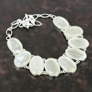 Handmade Selenite Necklace: 925 Sterling Silver, Adjustable Chain Handmade Selenite Necklace: 925 Sterling Silver, Adjustable Chain
