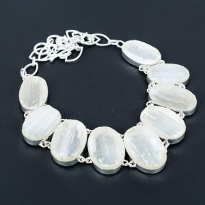 Handmade Selenite Druzy Necklace: 925 Sterling Silver, Adjustable Chain Handmade Selenite Druzy Necklace: 925 Sterling Silver, Adjustable Chain