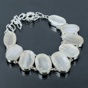 Handmade Selenite Druzy 925 Sterling Silver Necklace - Adjustable Chain Handmade Selenite Druzy 925 Sterling Silver Necklace - Adjustable Chain