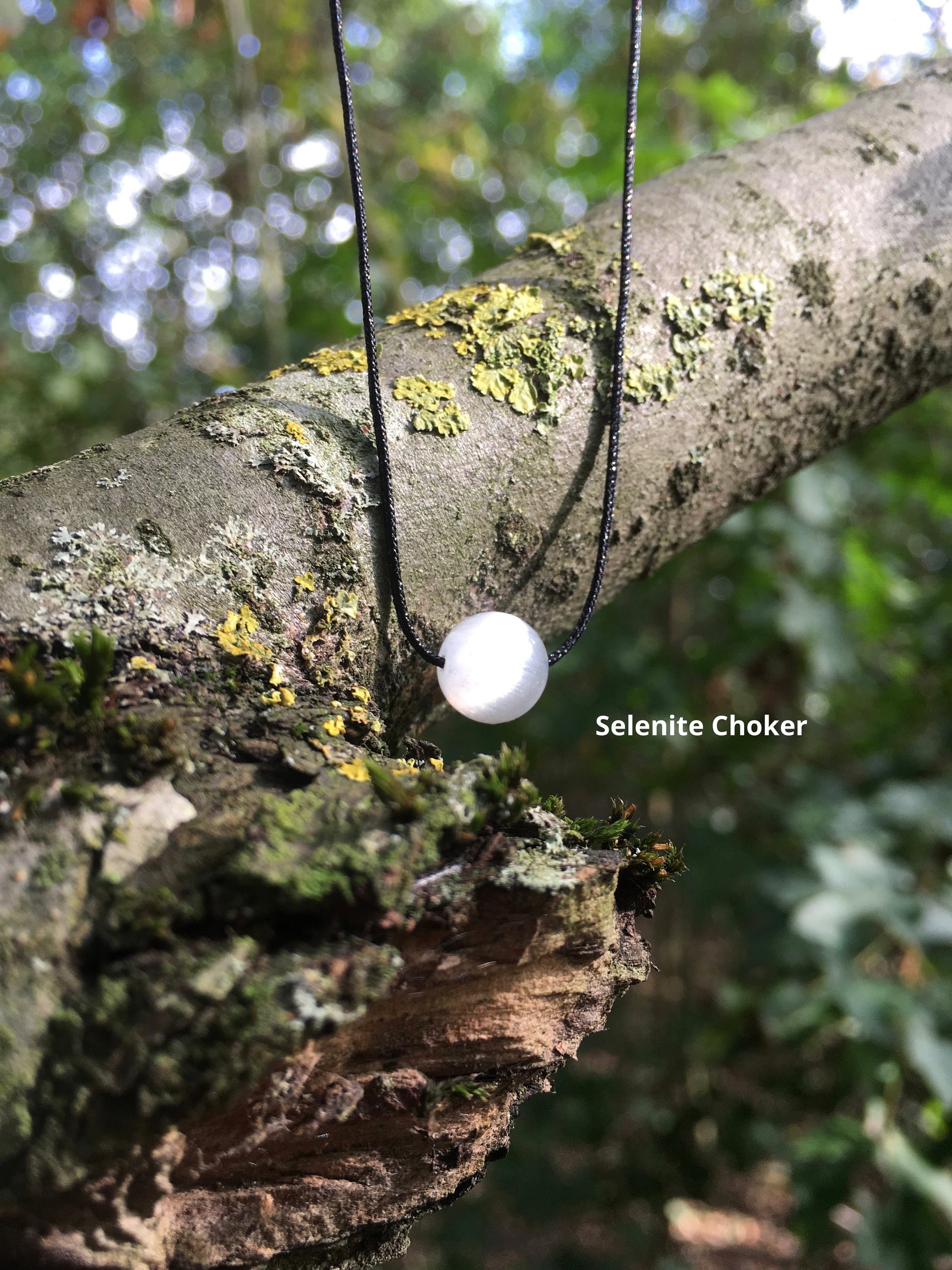 Minimalist Selenite Choker Necklace: Satin Spar Jewelry