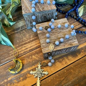 Blue Lace Agate Rosary - Attuned To Mother Mary - Prayer Beads, Crystals, Mala, Jewelry, Necklace