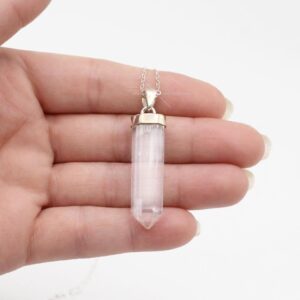 Vanilla Frost - Selenite Gemstone Drop Sterling Silver Necklace Vanilla Frost - Selenite Gemstone Drop Sterling Silver Necklace