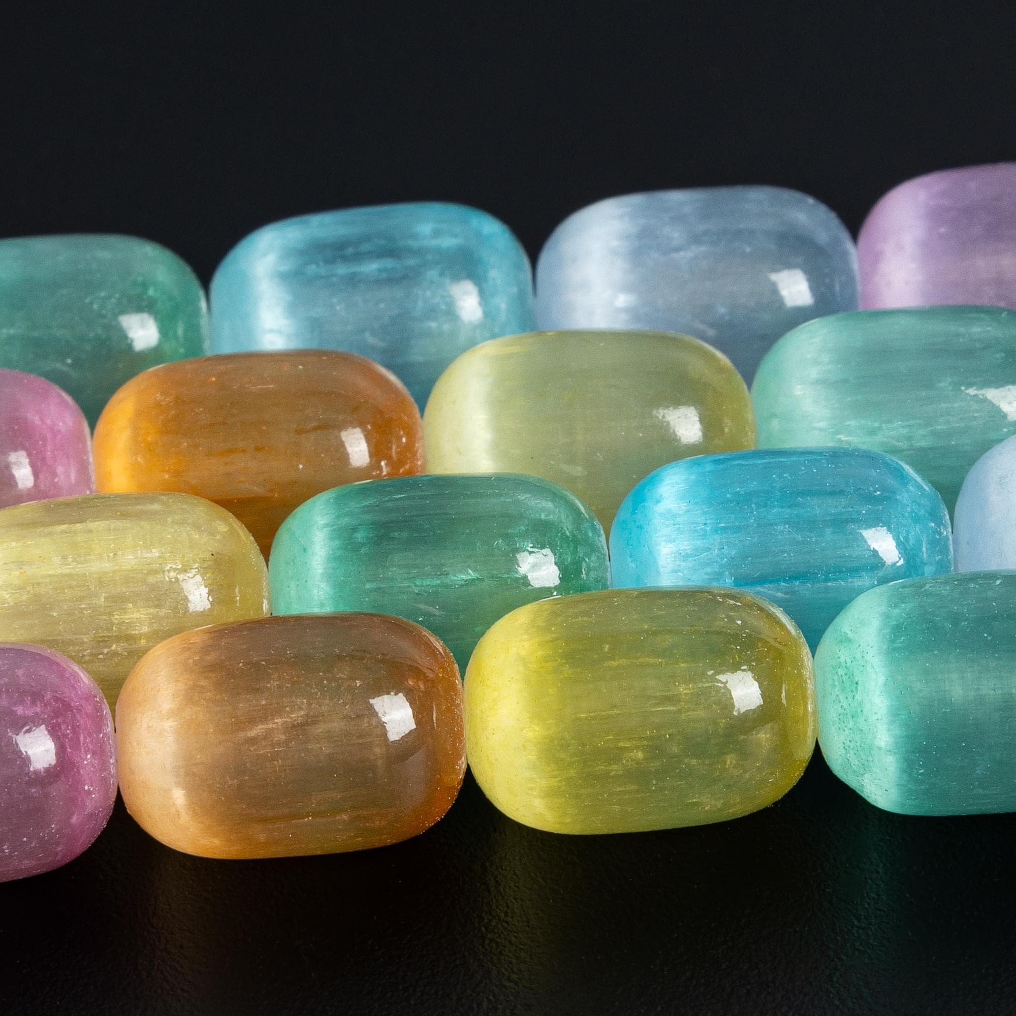 12x8mm Multicolor Selenite Beads Grade Aa Genuine Natural Gemstone Drum Barrel Loose Beads 15"/7.5" Bulk Lot Options