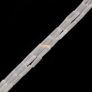 13mm White Selenite Cylinder tube loose gemstone beads 15"