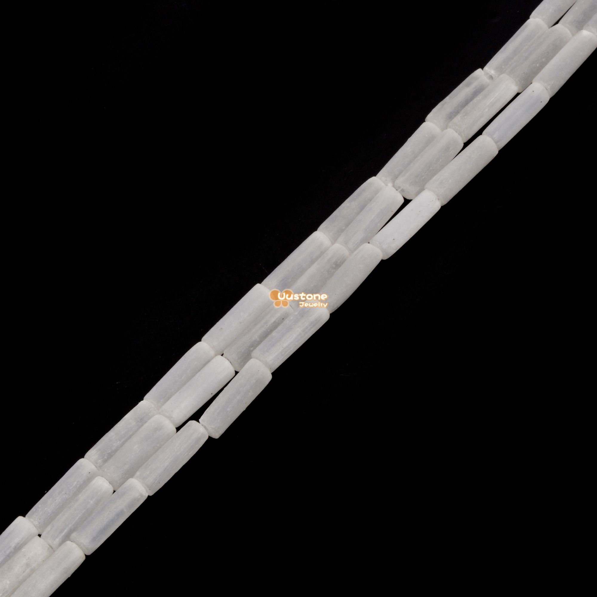 13mm White Selenite Cylinder Tube Loose Gemstone Beads 15"
