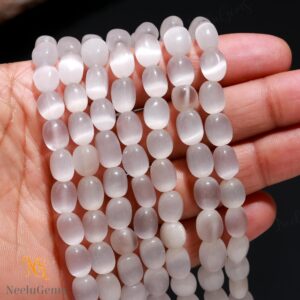 Aaa+ Selenite Smooth Oval Beads,natural Selenite Monalisa Plain Oval Beads,12"gemstone Beads For Handmade Jewelry & Craft Making