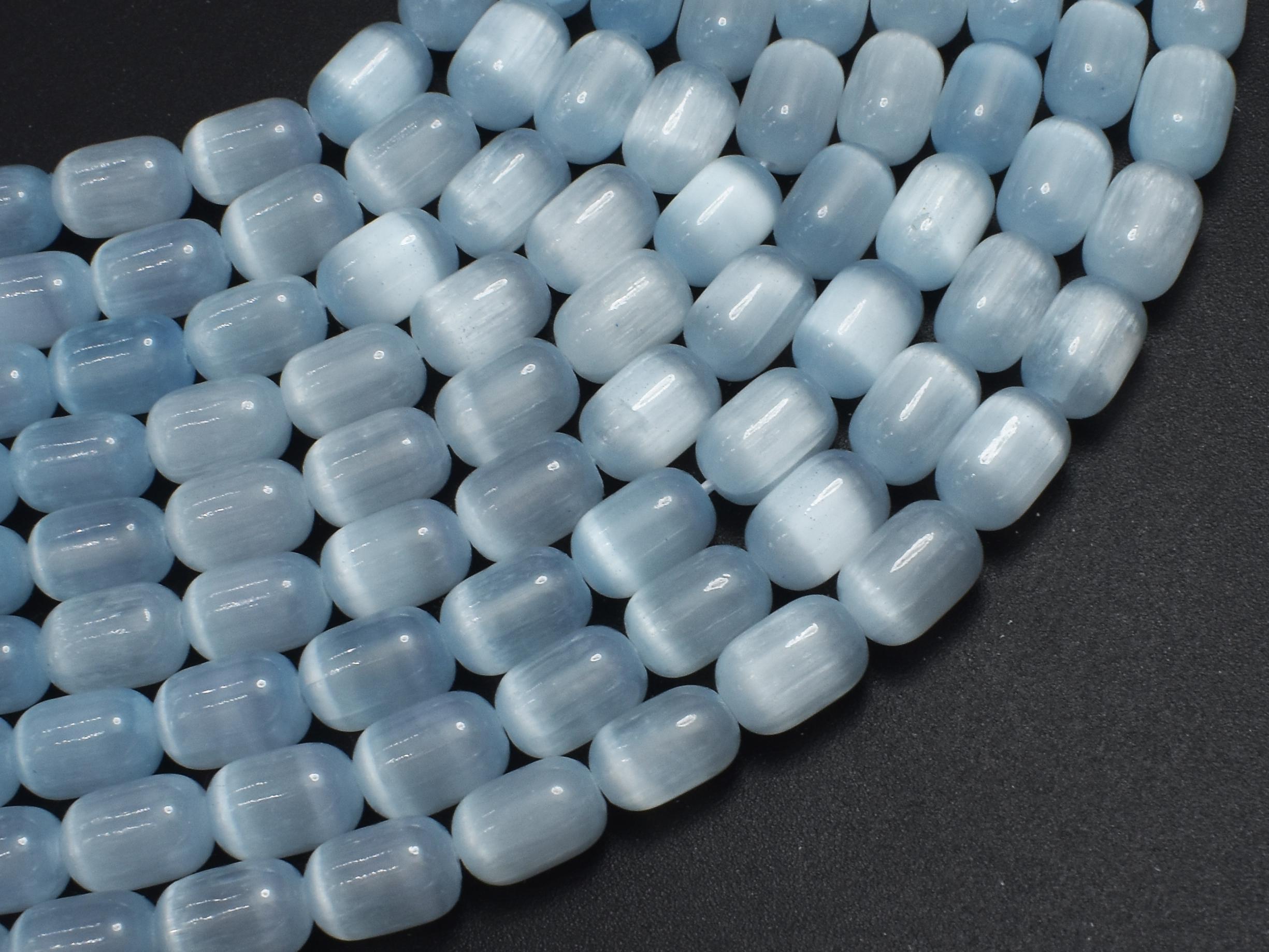 Selenite, Gypsum, Light Blue, 6x9mm Tube Beads, 15.5 Inch, Approx. 43 Beads, Hole 1mm (462065003)
