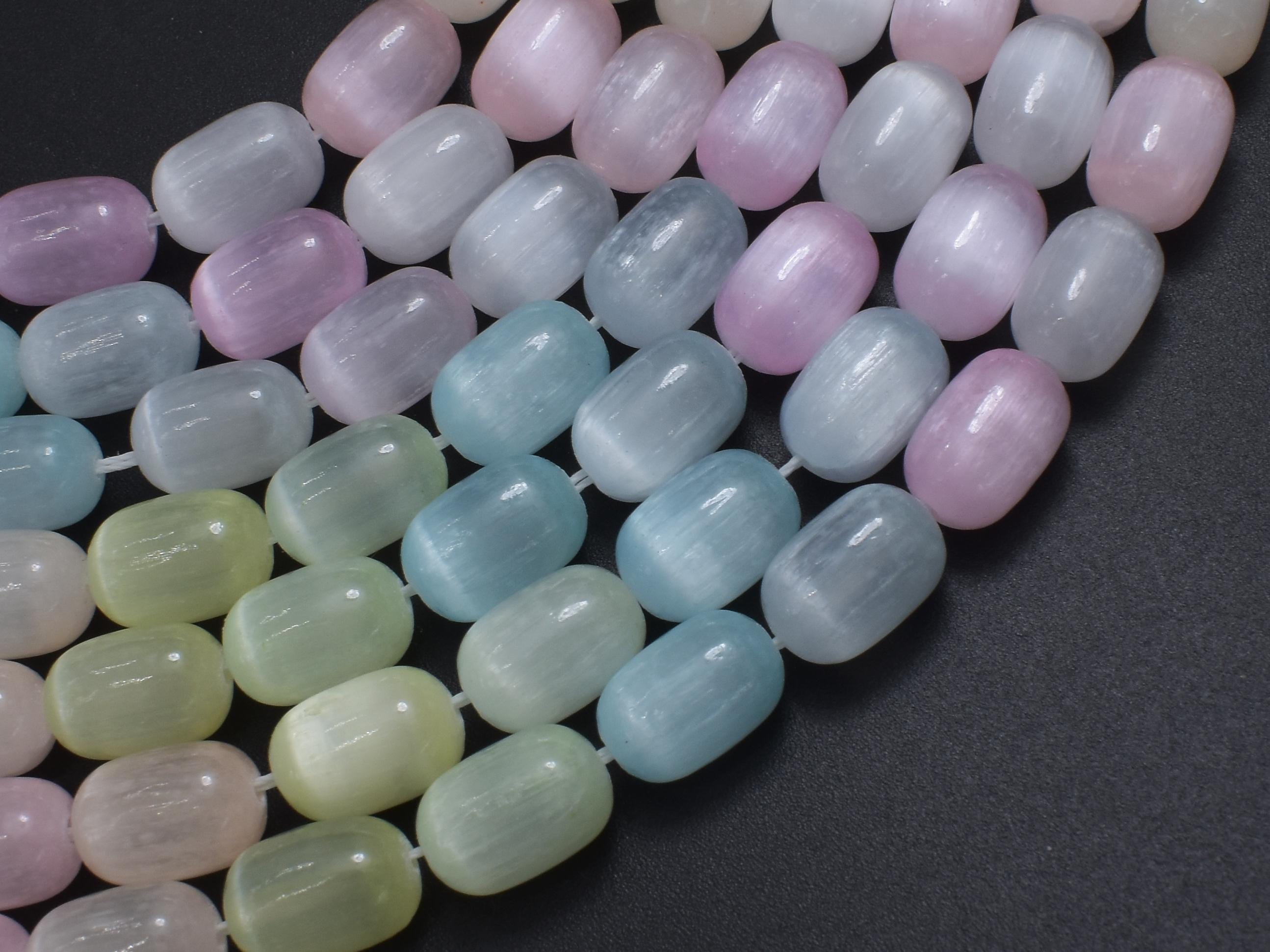 Selenite, Gypsum, Multi Color, 8x12mm Tube Beads, 15.5 Inch, Approx. 32 Beads (462065006)