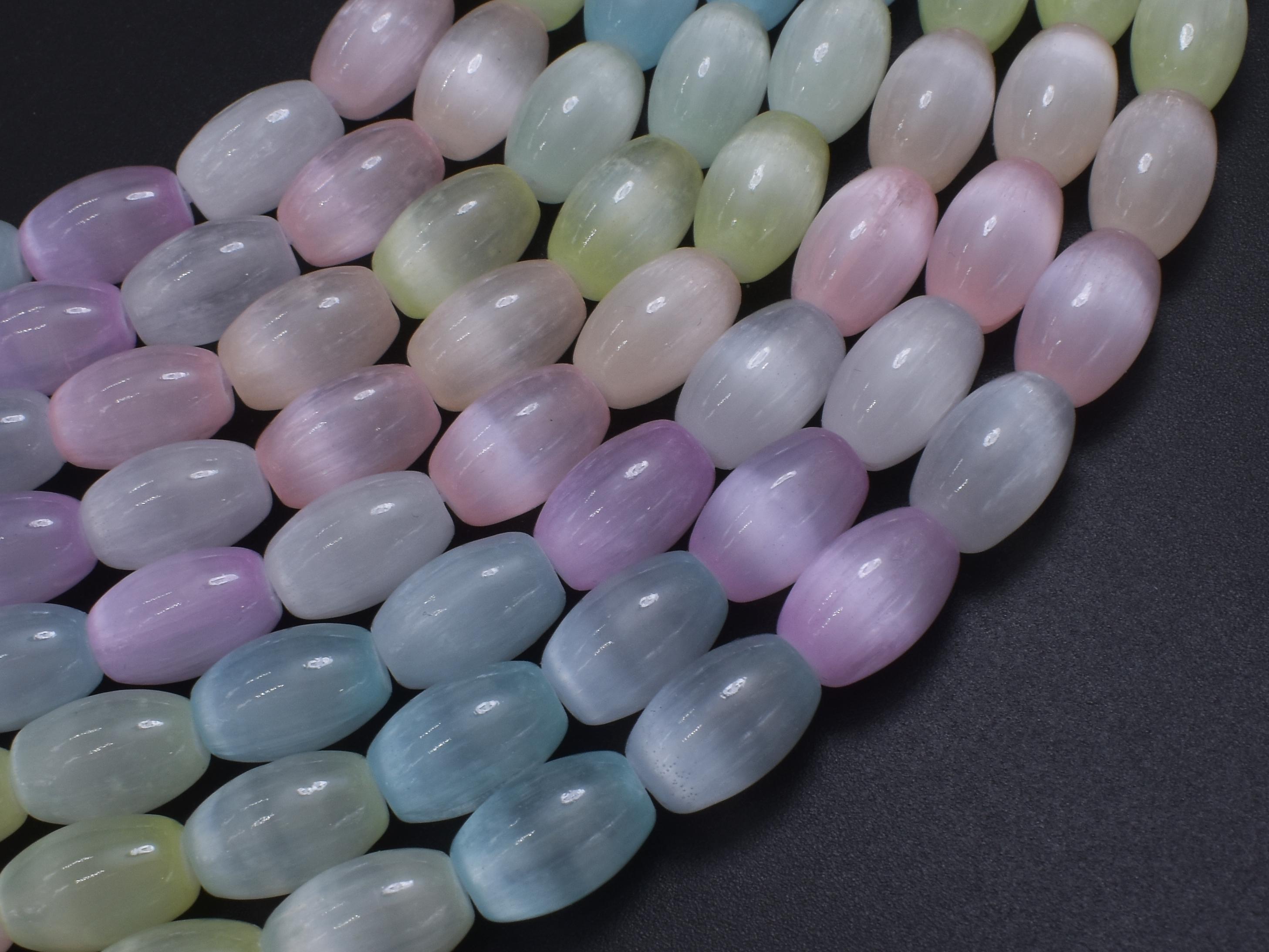 Selenite, Gypsum, Multi Color, 8x12mm Rice Beads, 15.5 Inch, Approx. 31 Beads (462025001)