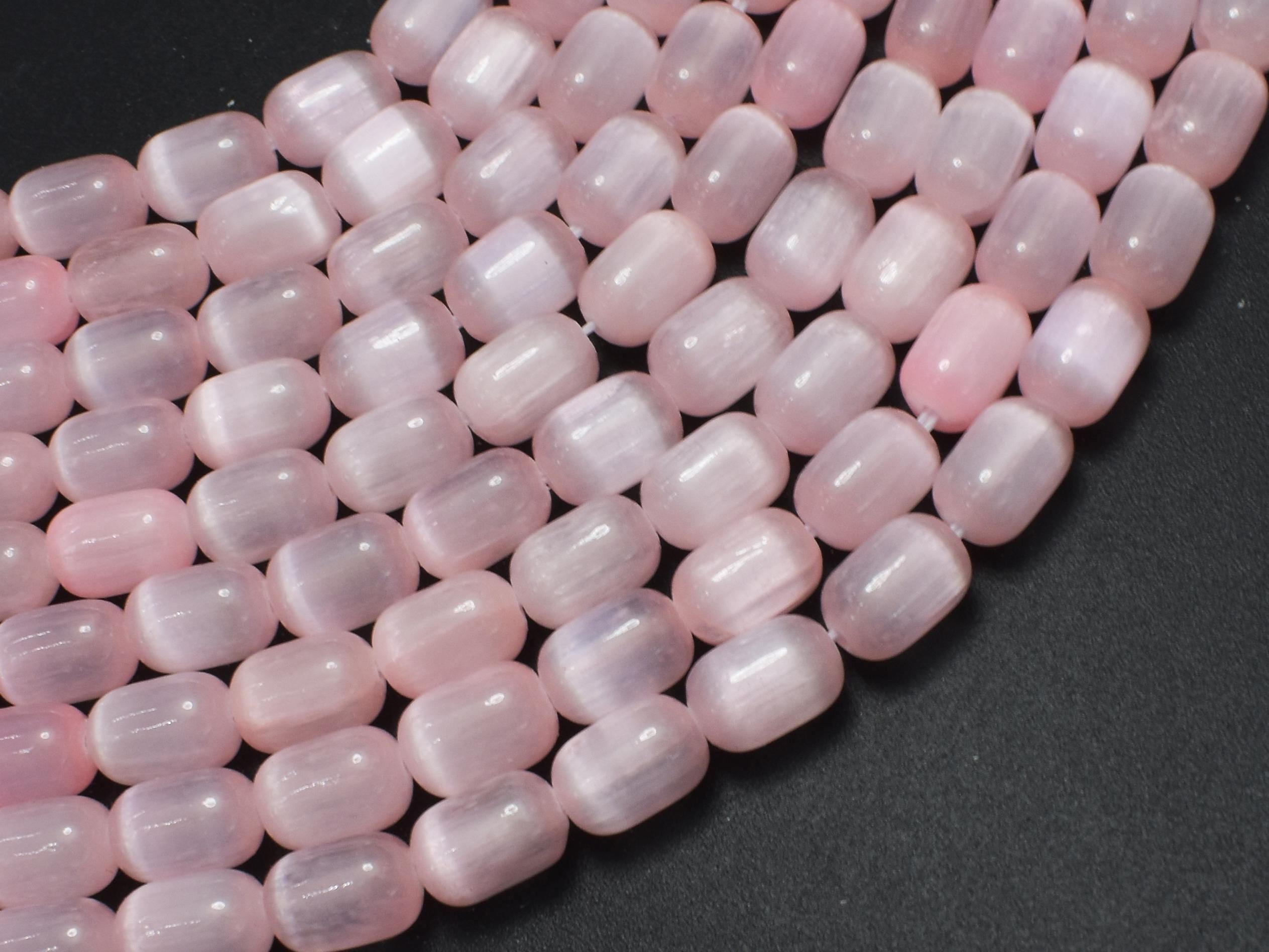 Selenite, Gypsum, Pink, 6x9mm Tube Beads, 15.5 Inch, Approx. 43 Beads, Hole 1mm (462065002)
