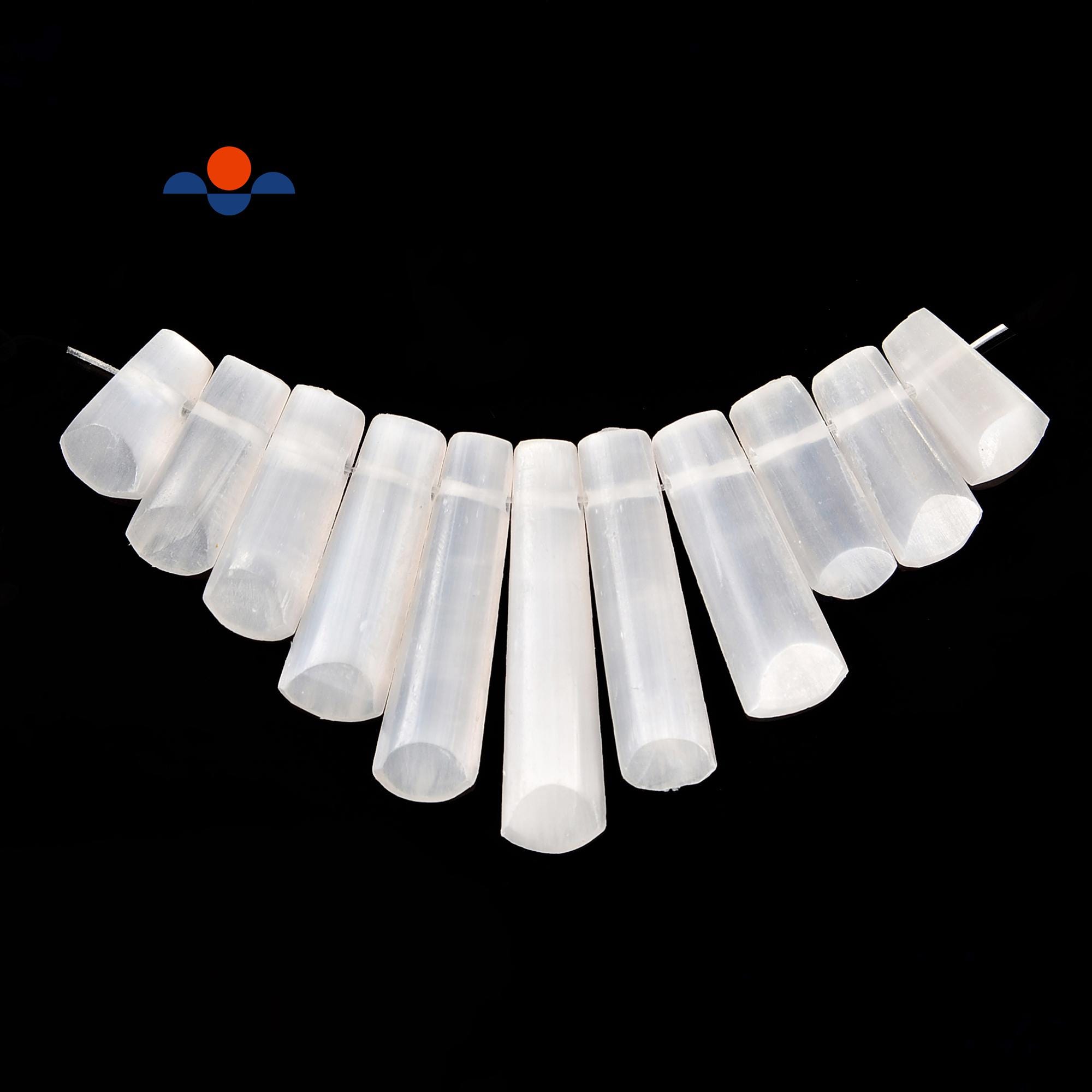 Natural Selenite Graduated Beveled Points Beads Set Size 17mm-40mm 11 Pcs/set