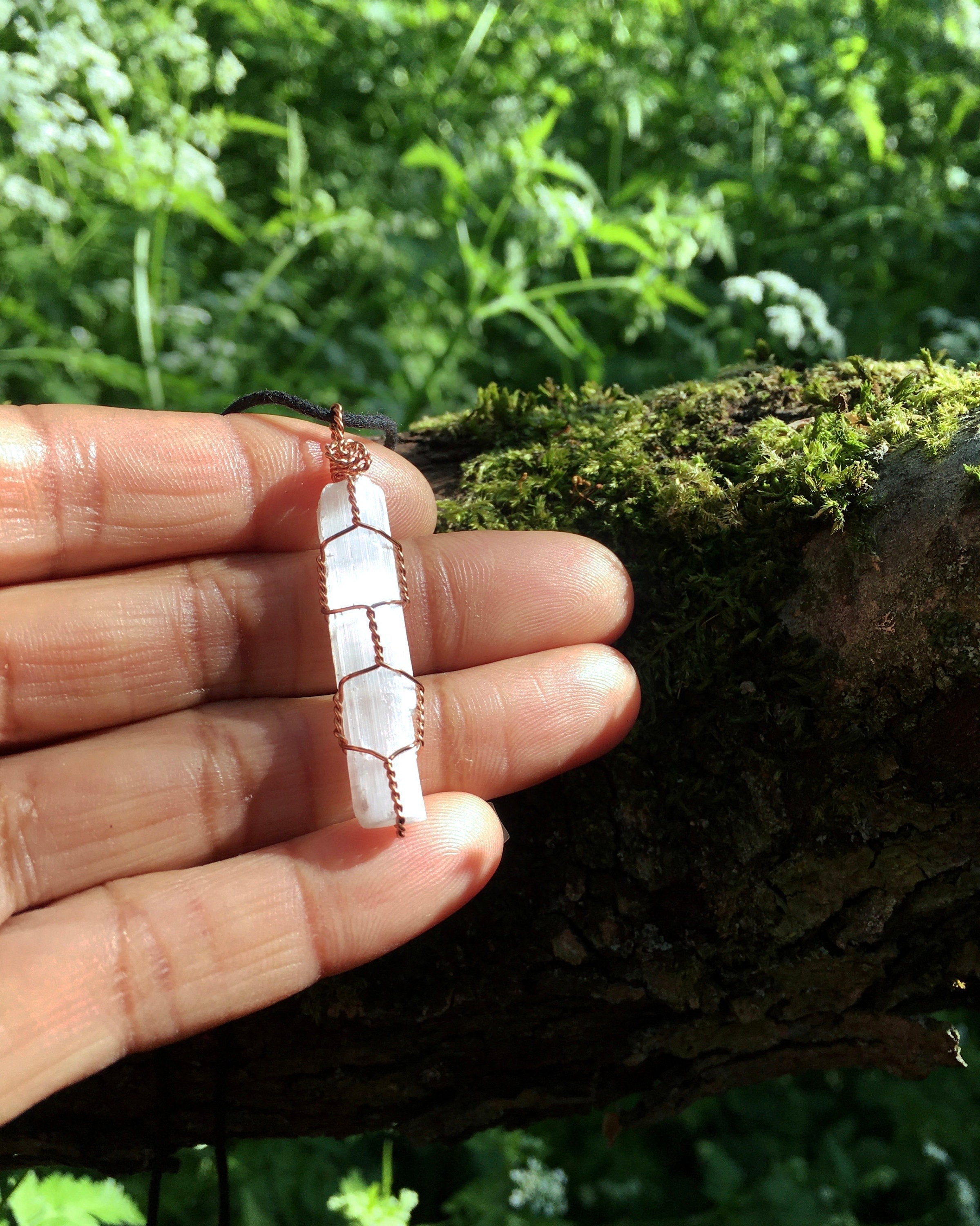 Selenite Crystal Necklace: Minimalist Healing Pendant