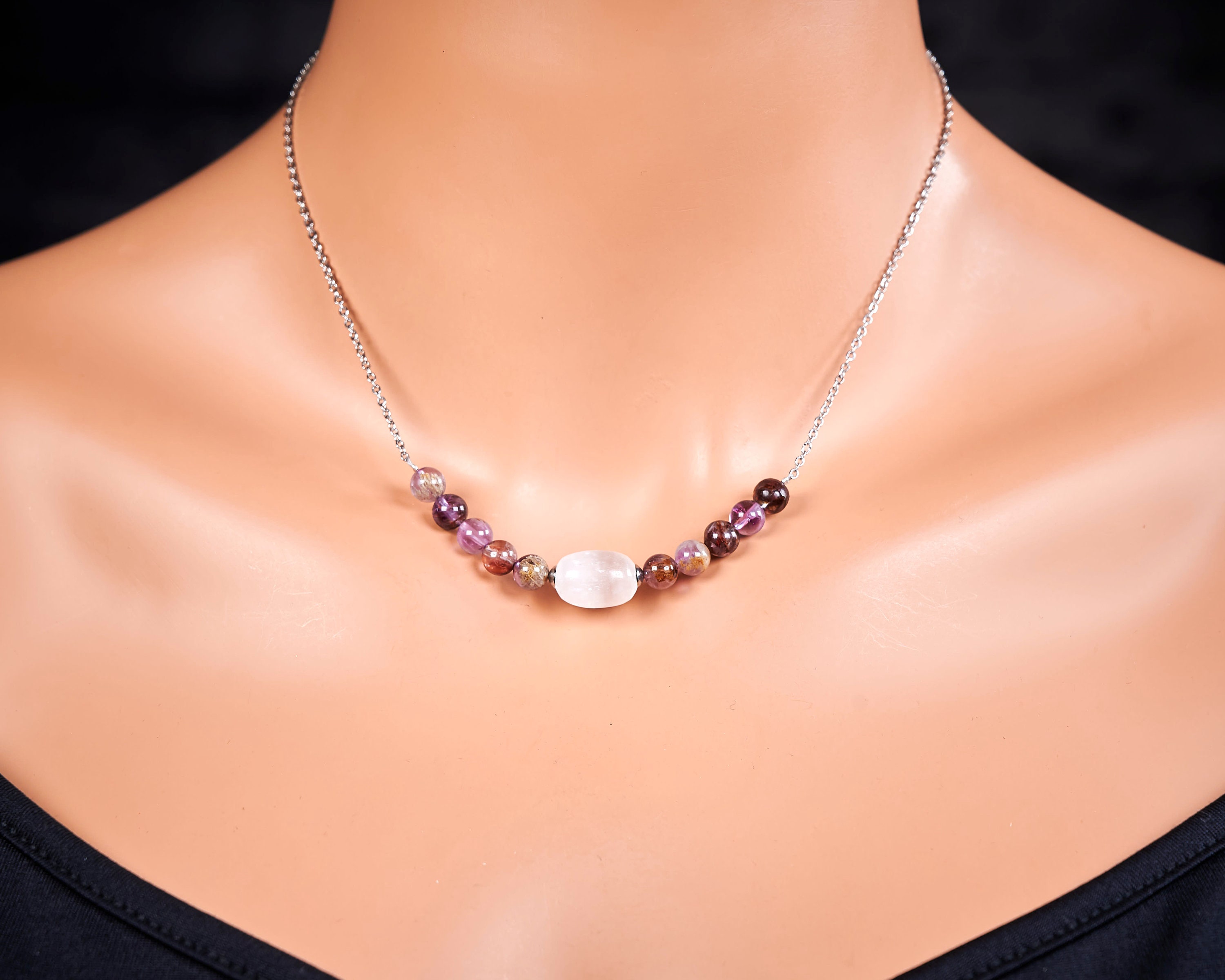 Genuine Auralite 23 Selenite Necklace. Auralite 23 Super 7 Crystal Selenite Pendant Genuine Auralite 23 Selenite Necklace. Auralite 23 Super 7 Crystal Selenite Pendant