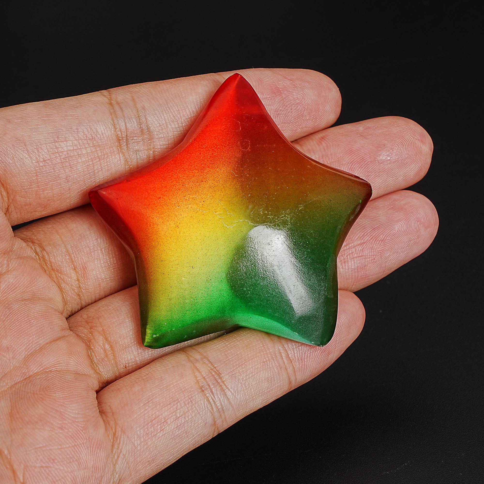 Genuine Natural Rainbow Selenite Pendant Star Shape Top Drilled Cabochon Gemstone Necklace