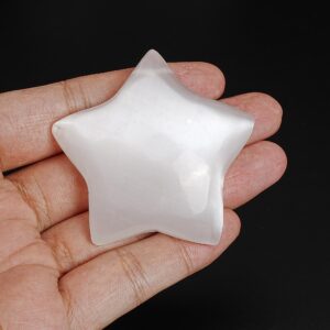 Genuine Natural White Selenite Pendant Star/moon Shape Top Drilled Cabochon Gemstone Necklace