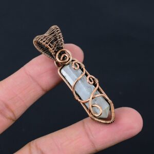 Selenite Healing Crystal Pendant Copper Wire Wrapped Pendant Selenite Point Pendant Gemstone Handmade Oxidized Copper Jewelry Gift For Her