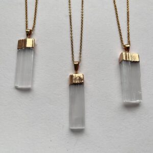 Large Selenite Necklace, Gold White Pendant Necklace, Raw Selenite Layering Necklace, Gift For Women, Selenite Meditation Crystal Jewelry