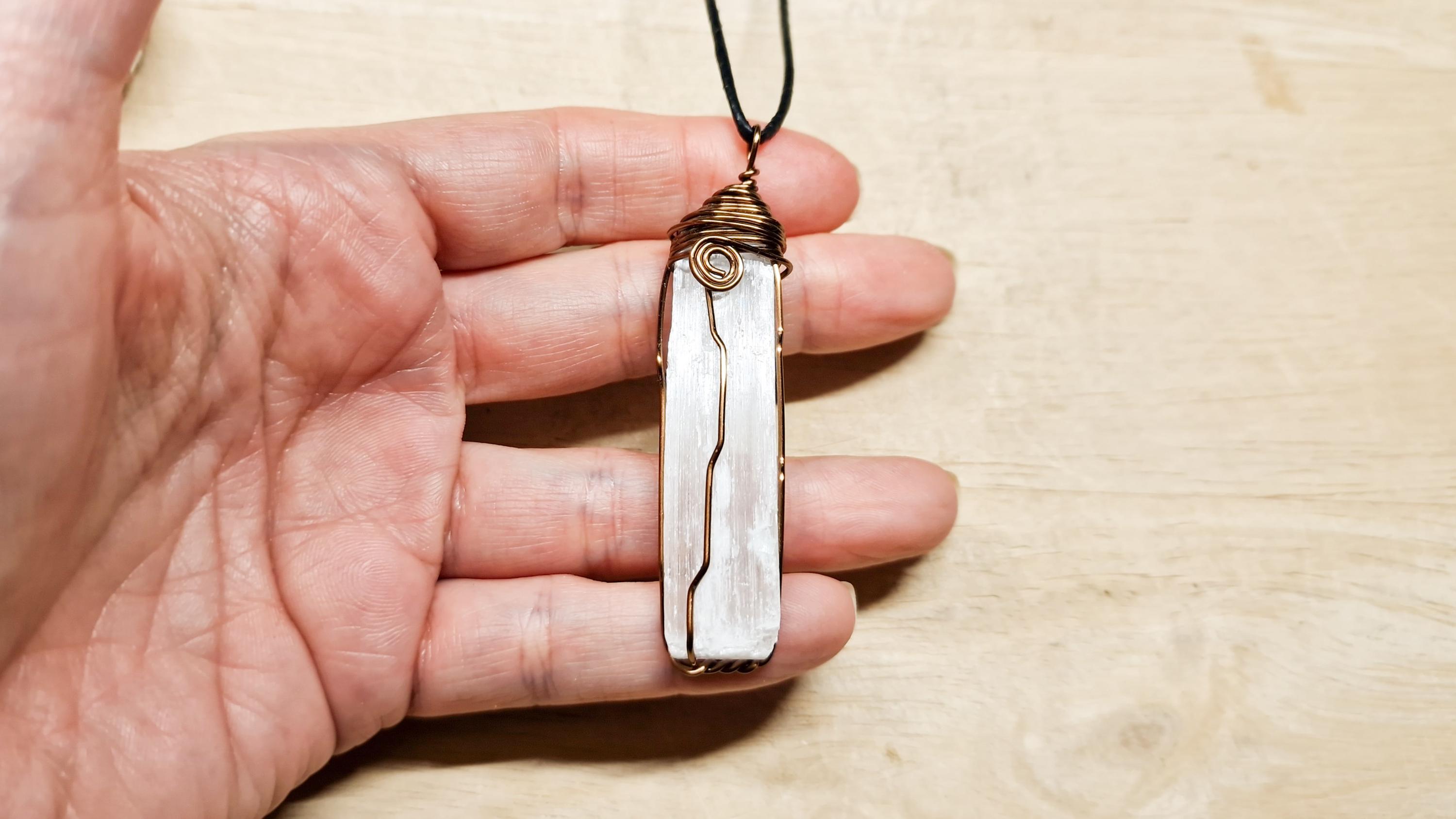 Mens Raw Selenite Pendant. Wire Wrapped Selenite Necklace. Raw Crystal Necklace. Unisex Reiki Jewelry Uk Mens Raw Selenite Pendant. Wire Wrapped Selenite Necklace. Raw Crystal Necklace. Unisex Reiki Jewelry Uk