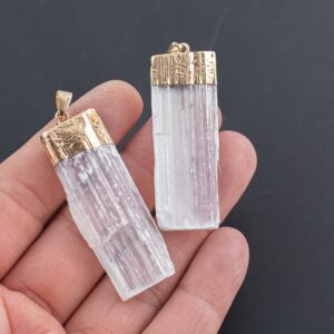 NATURAL Selenite Freeform Bar Pendant 40-50mm