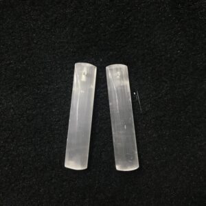 Natural White Selenite Long Rectangle-shaped 10x48mm Gemstone Genuine Freeshape Pendant ---1 Pair(2pcs)