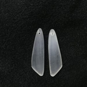 Natural White Selenite Wing-shaped 12x45mm Gemstone Genuine Freeshape Pendant ---1 Pair(2pcs)