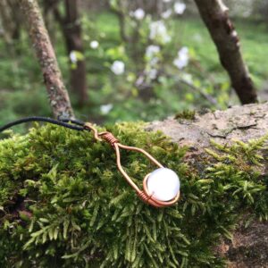 Selenite Pendant Necklace: Copper Wire Wrapped Crystal Jewelry