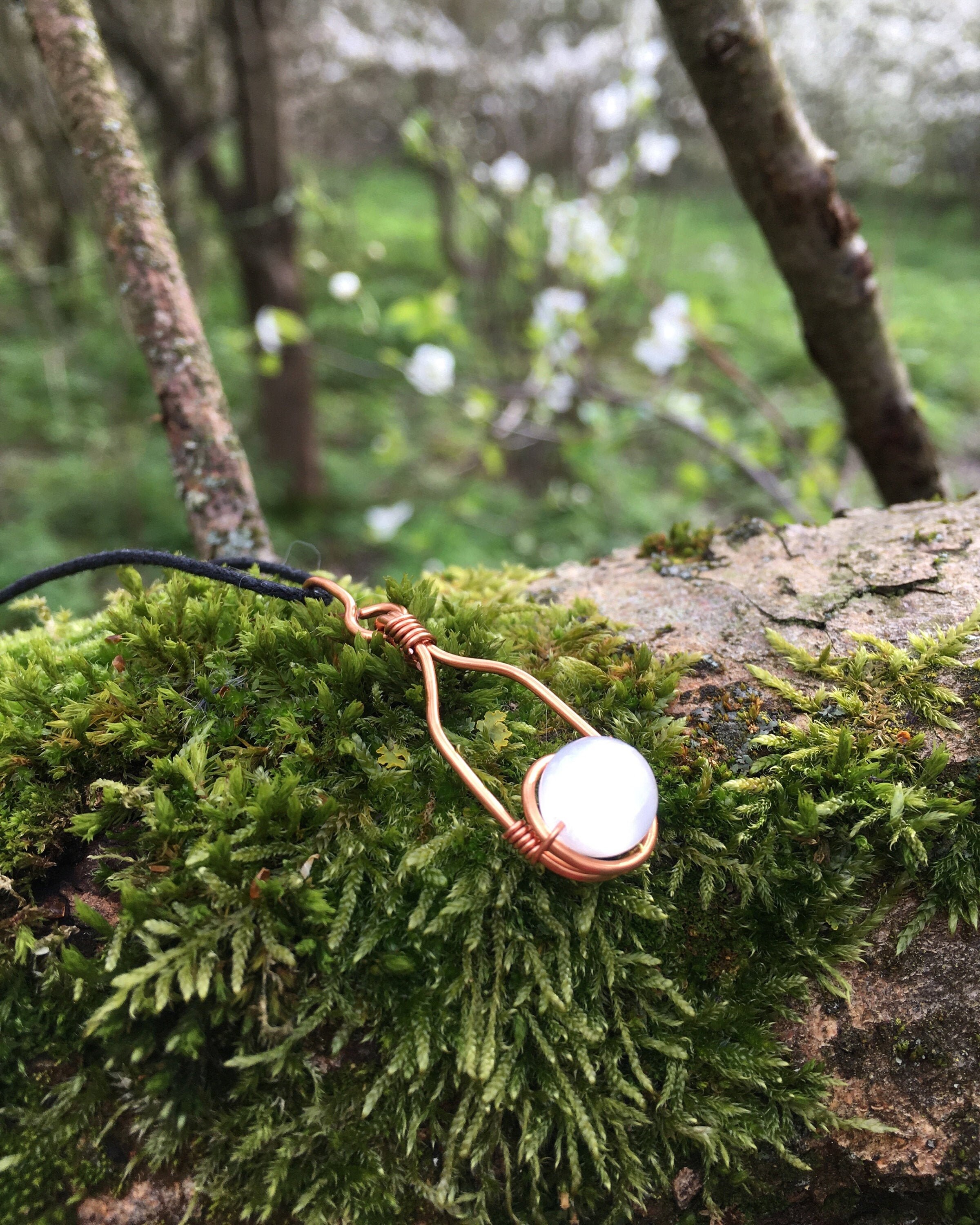 Selenite Pendant Necklace: Copper Wire Wrapped Crystal Jewelry Selenite Pendant Necklace: Copper Wire Wrapped Crystal Jewelry