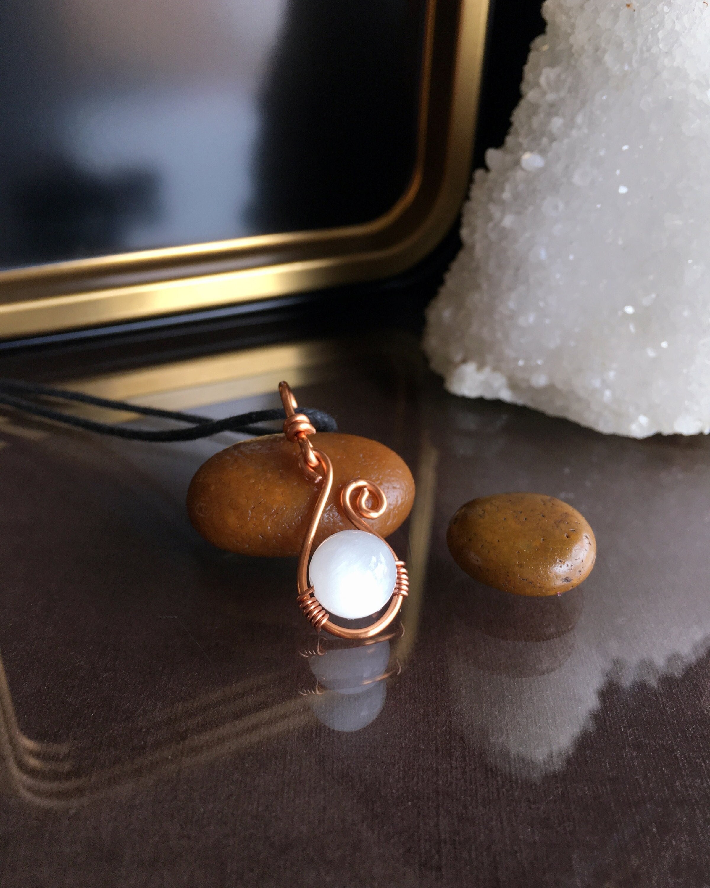 Selenite Pendant Necklace: Minimalist Jewelry, Jewellery Gifts Selenite Pendant Necklace: Minimalist Jewelry, Jewellery Gifts
