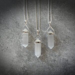 Selenite Necklace, Protection Necklace, Sterling Selenite Pendant, Selenite Jewelry, Calming Jewelry, Healing Crystal, Gemstone Appeal, Gsa
