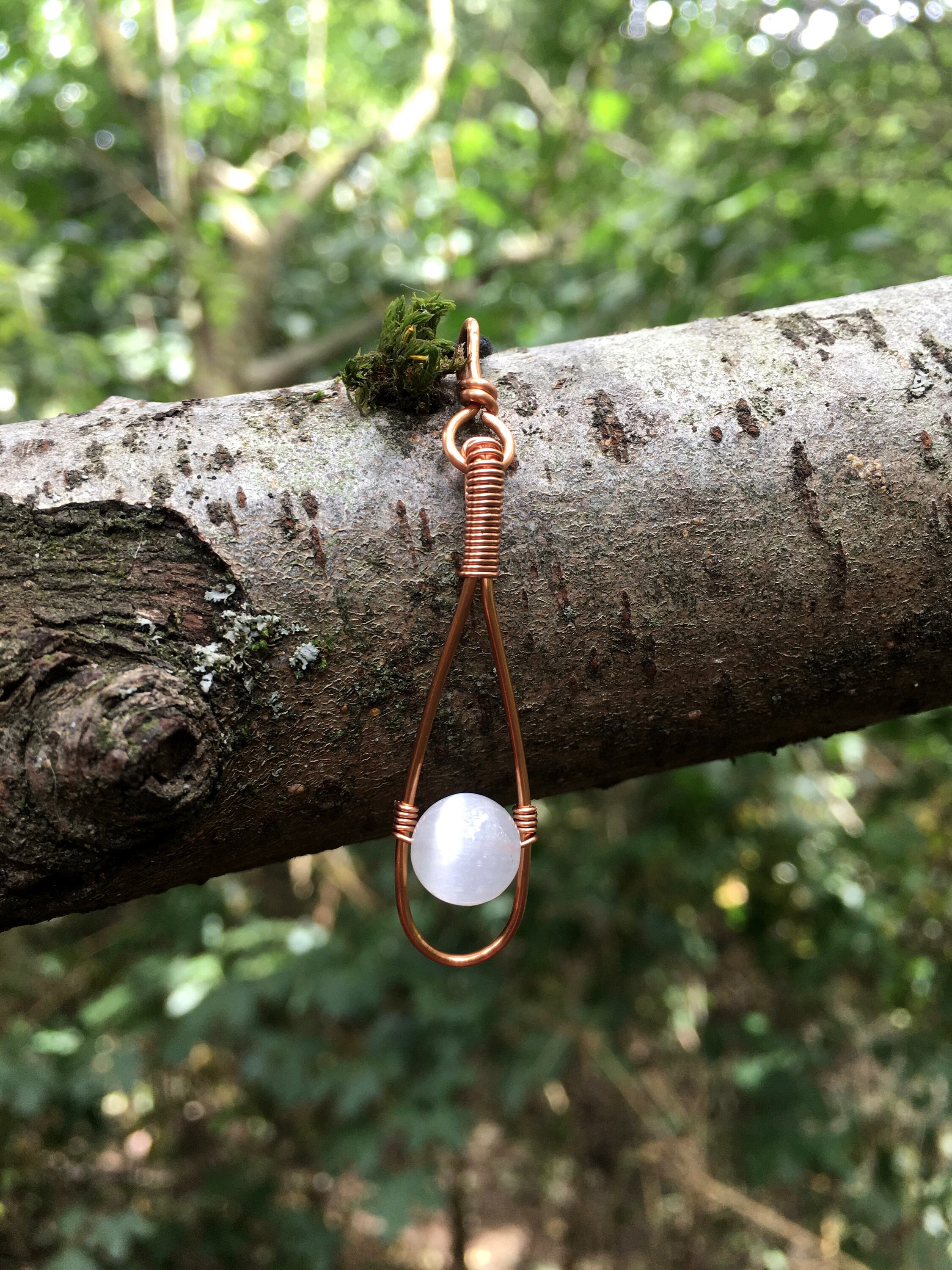 Selenite Necklace, Satin Spar Pendant, Selenite Jewellery Selenite Necklace, Satin Spar Pendant, Selenite Jewellery