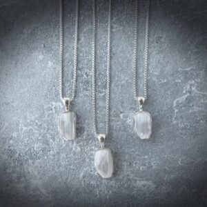 Selenite Necklace Sterling Silver • White Selenite Pendant • Genuine Natural Selenite • Sterling Selenite Necklace • Raw Crystal Necklace