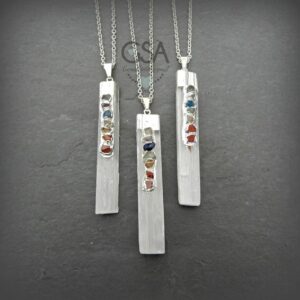 Selenite Necklace Sterling Silver • Selenite Chakra • Selenite Pendant • Chakra Necklace • Seven Stone Chakra Necklace • Affordable Gift