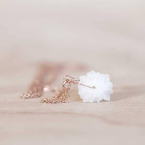 Selenite Pendant Necklace: Sterling Silver, Yellow Or Rose Gold Filled Chain