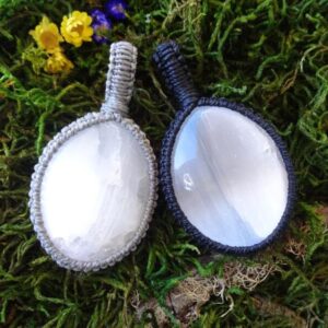 White Selenite Angel Stone Macrame Necklace, White Stone Macrame Pendant, Taurus Birthstone, Positive Energy Stone, Gift For Girlfriend
