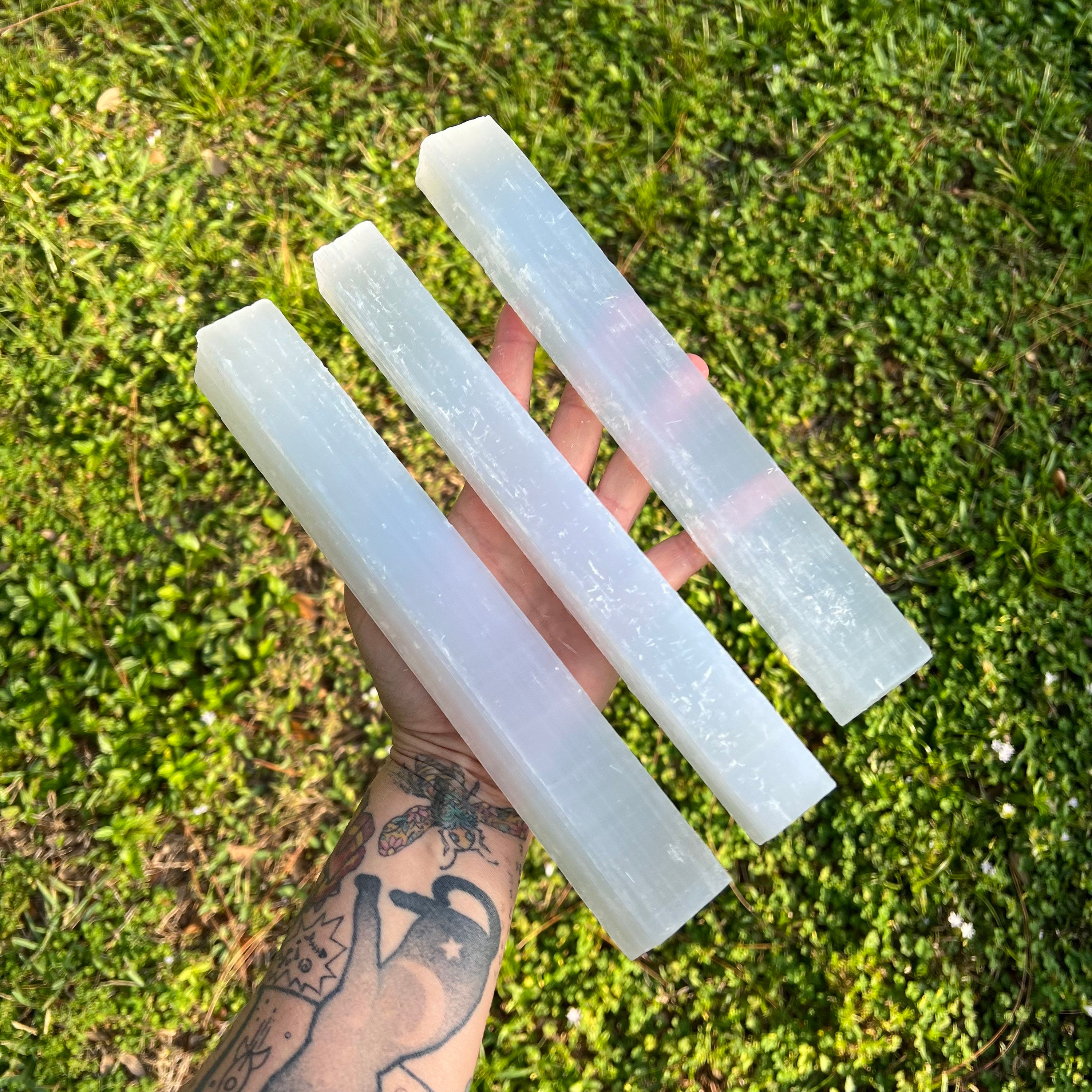 10" Selenite Crystal Stick: Gypsum Charging Wand