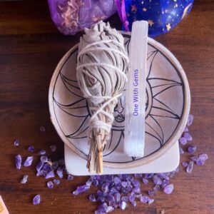 Cleansing And Protection Bundle Kit | Selenite Stick, White Sage Wand | Remove Unwanted And Negative Energies | Charge And Purify Your Space