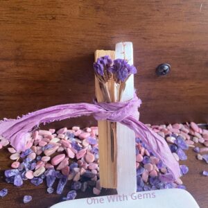 Cleansing Bundle Kit With Selenite Wand, Palo Santo, Flowers & Crystal Chips, Intuitively Chosen